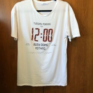 Zara woman Red Rhinestone Graphic T-Shirt